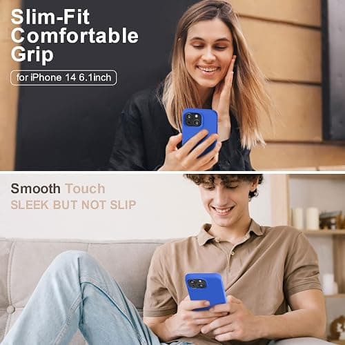 Vooii Compatible with iPhone 14 Case, [Anti-Scratch Microfiber Lining] [Soft Touch Premium Liquid Silicone], Ultra Slim Shockproof Protective Phone Case for iPhone 14 - Klein Blue thumbnail 2