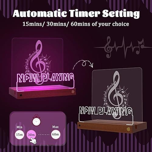 OkiyiD Light Up Now Playing Vinyl Record Stand, Record Holder Stand Display Decor, LED Wooden Base 16 Color Changing with Remote Control,Vinyl Album Storage Gifts for Music Lovers Room Decor thumbnail 5