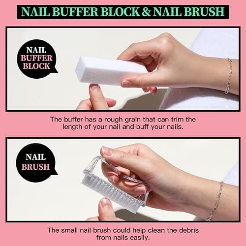 FANDAMEI Manicure Kit, Nail Files 100/180, Cuticle Nippers, Nail Buffer Block, Cuticle Pusher, Cuticle Peeler, Ingrown Toenail Tool, Toenail File, Nail Care Kit, Nail Tools for Manicure, White thumbnail 2