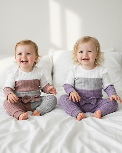 Mioglrie Newborn Baby Girl Clothes Infant Fall Outfits Color Block Pants Set Baby Clothes for Girls 0 3 6 9 12 18 Months thumbnail 2