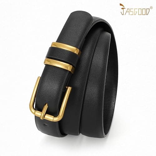 JASGOOD 3 Pack Women's Leather Belts for Jeans Dress Pants Trendy Belts with Gold Buckle thumbnail 9