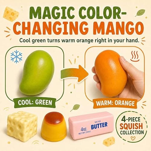 4 Pack Crunchy Squishy Set – ASMR Bead Filled Fidget Toys | Shape-Holding Slow-Rebound, Realistic Food Shape Slushy Squeeze Fidget Squishies – Stress Relief Gift for Kids & Adults thumbnail 4