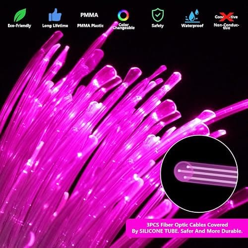 AKEPO Fiber Optic Sensory Lights for Autism Sensory Room for Kids, 10W RGBW Twinkle+Music Response+Bluetooth App Control Fiber Optic Light Engine with (3x0.75mm) Flash Point Cable 50pcs of 6.5ft/2m thumbnail 5