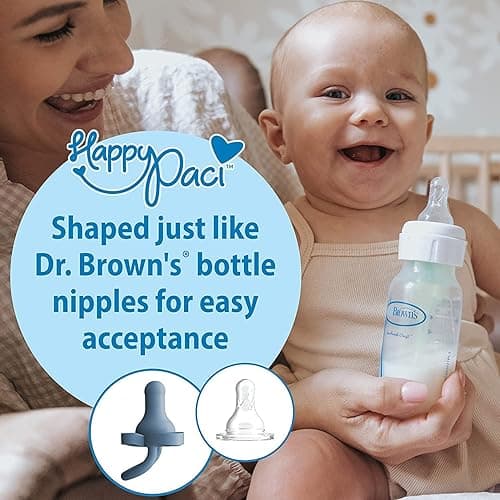 Dr. Brown's HappyPaci 100% Silicone, Newborn Baby Pacifiers 0-6 Months, BPA Free, White, Blue, Light Blue, Cool Gray, Green, and Ecru, 6 Pack - 6-Pack Variety - Blue & Green thumbnail 3