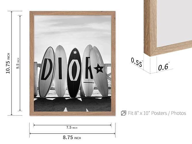 Poster Master Surfboards Poster - Fashion Surfboard Print - Beach Art - Luxury Brand Design - Fashion Illustration - Black and White Artwork - Bedroom or Beach House Decor - 8x10 Beige Framed thumbnail 3
