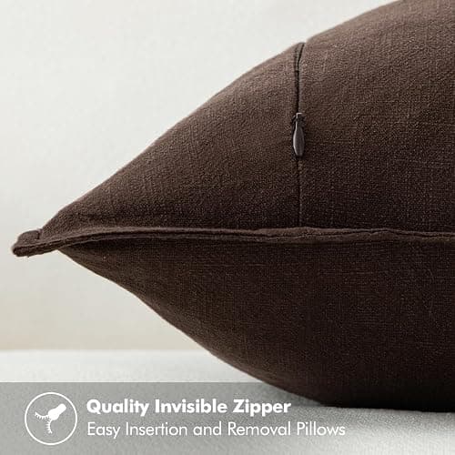 MIULEE Decorative Linen Pillow Covers 18x18 Inch Dark Brown Boho Farmhouse Neutral Winter Couch Throw Pillows for Bed Pack of 2 Accent Modern Pillowcase Sofa Livingroom Home Decor thumbnail 3