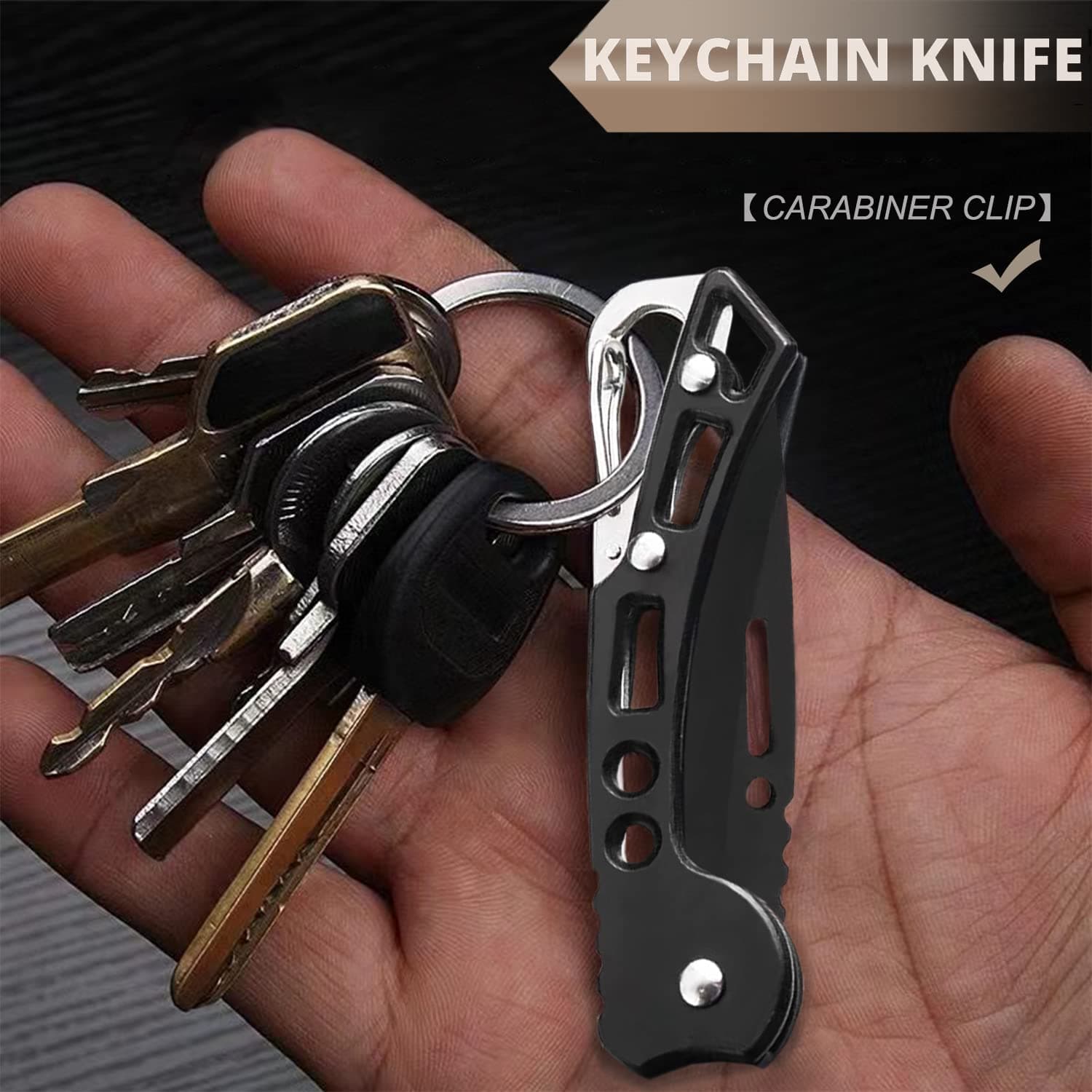 EDC Pocket Knife for Men, 2.44in Sharp Blade with Stainless Steel Handle, Ultralight 51g Small Folding Keychain Knife with Belt Clip for Outdoor Camping Survival Military Tactical Knife thumbnail 6