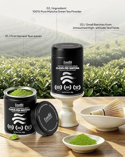 Emerail Ceremonial Grade Matcha Powder, 100% Pure Matcha Powder 60g/2.12oz | First Harvest Green Tea Matcha, Heritage Ceremonial Matcha, Cloud-Fed Matcha Tea Powder, Unsweetened, Vegan, Gluten-Free thumbnail 6