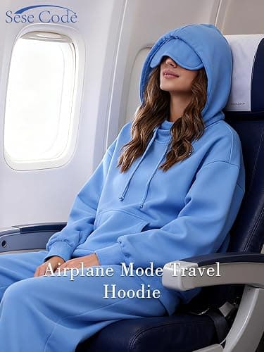 SeSe Code Hoodie with Eye Mask Travel Airplane Unisex Oversized Sweatshirt Sleep Pullover with Pocket Fleece Couples Hoodies thumbnail 5