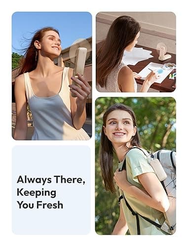 Aecooly Slim Portable Fan, Thin Handheld Fan, USB Rechargeable Mini Personal [24H Max Cooling Time], Battery Powered Small Foldable Pocket for Travel, Summer, Gifts for Women, Girls -Beige - 1 Pack - Beige thumbnail 3
