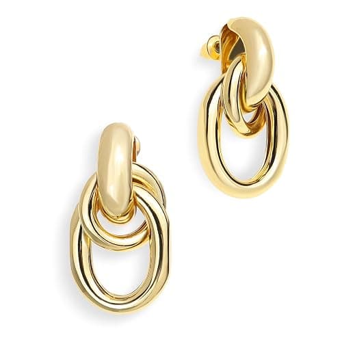 JeanBeau Gold Chunky Statement Drop Dangle Earrings for Women, Trendy Vintage Thick Door Koncker Lightweight Hollow Geometric stud Earring Fashion Jewelry Gift. - Image 1