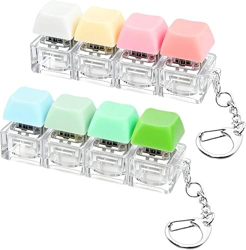 2 PCS Keyboard Fidget Toy, Keyboard Fidget Keychain 4-in-1 Keyboard Decompression Button Finger Clicker Toys, Button Stress Relief Fidget Gifts to Relief Stress (Pink Yellow White Green) - Image 1