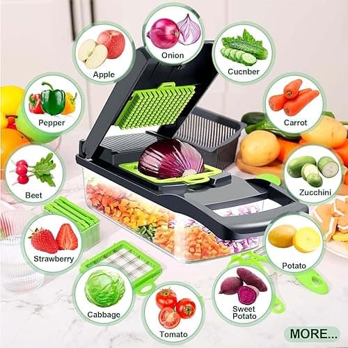 Tirana 19 in 1 Vegetable Chopper Box Onion Chopper Salad Chopper Food Dicer Mandoline Vegetable Slicer Mandolin Slicer Onion Cutter thumbnail 10