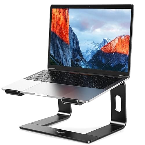 BESIGN LS03 Aluminum Laptop Stand, Ergonomic Detachable Computer Stand, Riser Holder Notebook Stand Compatible with Air, Pro, Dell, HP, Lenovo More 10-15.6" Laptops, Black - Image 1