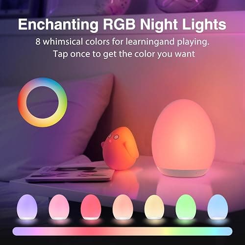 JolyWell Night Lights for Kids, Rechargeable Baby Night Light with Color Changing Mode & Dimming Function, Touch Control, 1 Hour Timer, Nursery Baby Lamp thumbnail 3