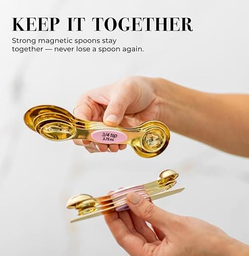 Pink Magnetic Measuring Spoons Set - 8-Piece Dual-Sided Stainless Steel Spoons, Stackable and Spice Jar Friendly – Stylish Pink Kitchen Accessories for Cooking and Baking thumbnail 2