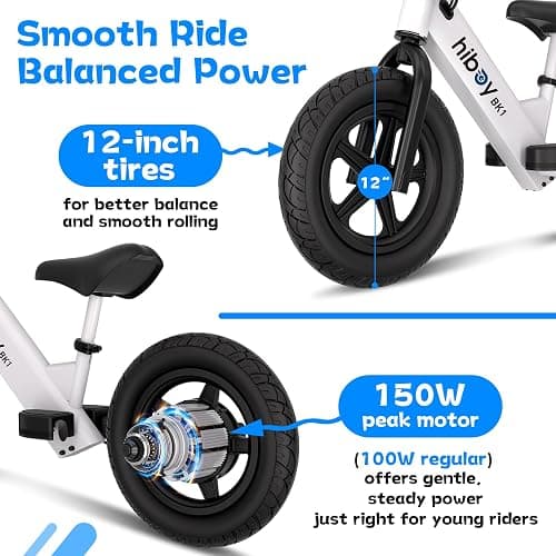 Hiboy BK1 Kids Electric Balance Bike, Ages 3-5, 12-Inch Tires, UL 2272 | Two speed modes at 5.6 and 9 MPH, adjustable seat and up to 4.9-mile range thumbnail 8