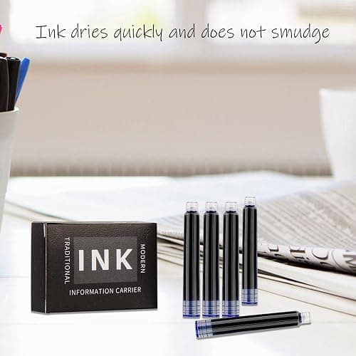 Zalantan Blue Ink Cartridge for Fountain Pen Ink Cartridge Refillable Business Writing Pens Disposable Ink Pen Refills 3.4 mm Bore Diamete Set of 60 Refill thumbnail 7