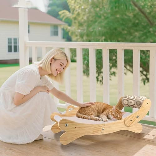 ERGTFVN Cat Scratcher Bed, Heavy Duty Sisal Cat Scratching Post with Hammock for Indoor Cats, Natural Wood Cat Lounge for Sleeping & Scratching, Stable Bed for Large Cats thumbnail 7