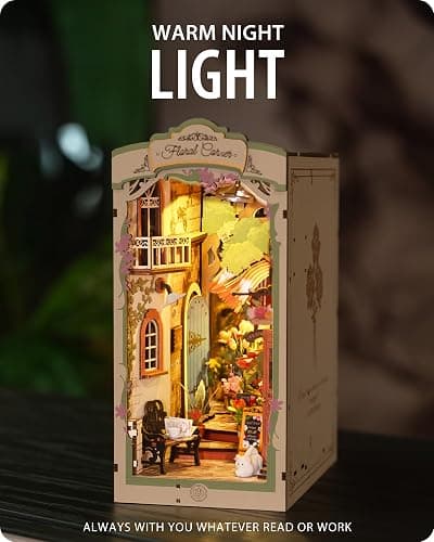 Wowood DIY Book Nook Floral Corner, 3D Puzzle Book Nook Kits for Adults, Decorative Book Nooks for Bookshelf Miniature Scenes, DIY Crafts/Gifts/Decorations for Teens (Floral Corner) thumbnail 6