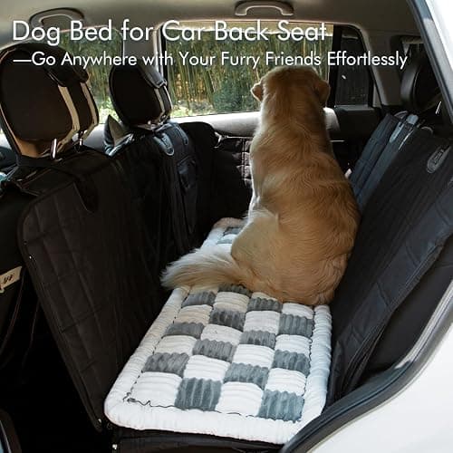 NestlyMoly Dog Bed for Car, Pet Travel Backseat Mat for Vehicle SUV Truck Jeep Automobile, Large Washable Foldable Non-Slip Fuzzy Soft Comfortable Cozy Extender Protector Cover Pad, Grey, 24.8x54 in thumbnail 2