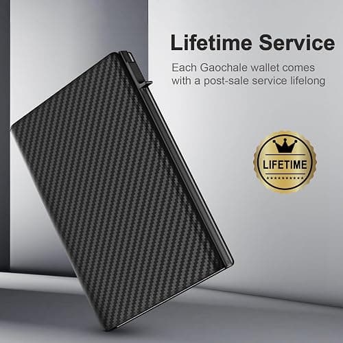 GAOCHALE Wallet for Men Pop up Card Holder, Smart, Slim, Minimalist Design for Front Pocket, Premium RFID Blocking, 10-14 Card Capacity | ID Window | Cash Slot(Carbon) thumbnail 2