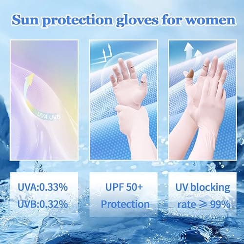 JXYT 2 Pairs Driving Long Gloves for Women, UV Sun Protection Sleeves Full Finger Gloves for Outdoor Sports Cycling thumbnail 3