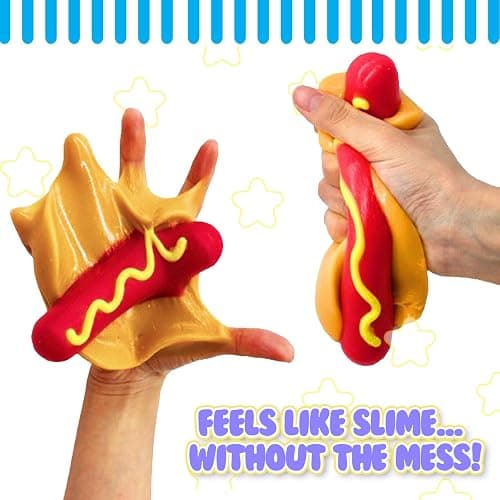 MushMeez Taba Squishy - Hotdog (Jumbo) Large, 5" Super Soft & Sticky Layered TABA Squishies - Squish, Squeeze, Great for Stress Relief - Sensory / Fidget Play Food Squishy Toys for Kids and Adults thumbnail 3