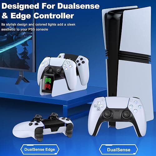 GAMSINGY PS5 Controller Ladestation für Dualsense Wireless/Edge Controller, Ladestation für PlayStation 5 Controller mit 2-3Std Schnelllade/LED-Ladeanzeige thumbnail 3