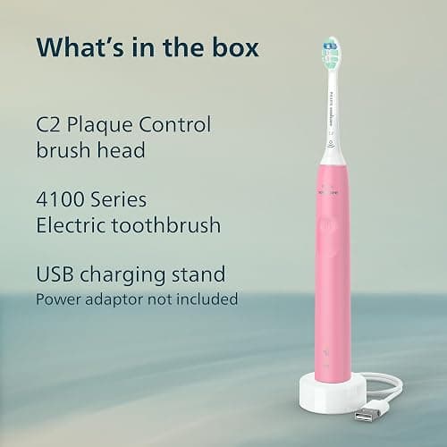 Philips Sonicare 4100 Rechargeable Electric Toothbrush, Deep Pink | 700% More Plaque Removal¹, Pressure Sensor, 2 Brush Settings, 2-Week Battery, 2-Minute Guided Timer, HX3681/26 thumbnail 8