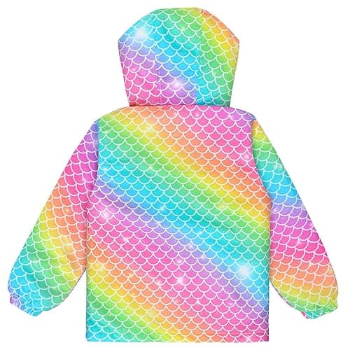 OlyPegic Girls Rain Jacket Waterproof Hooded Fleece Lined Lightweight Windbreaker Kids Windproof Jackets Raincoats Kids thumbnail 3