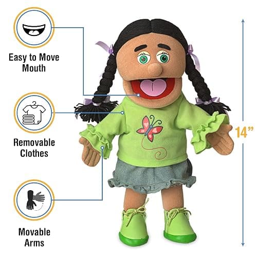 14" Jasmine, Hispanic Girl, Hand Puppet thumbnail 3