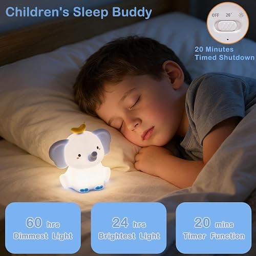 Elephant Lamp, Elephant Cute Night Light Gifts, Rechargeable Bedside Nightlight, Dimmable Squishy Silicone Animal Touch Lamp, Baby Room Decor, Small Night Light for Kids Teens Boys Girls Lovers thumbnail 2