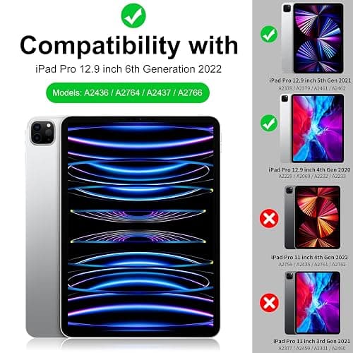 Aoub New iPad Pro 12.9 inch Case 6th Generation 2022/5th Gen 2021/4th Gen 2020 with Pencil Holder, Auto Wake/Sleep, Trifold Smart Stand with Soft TPU Back Shell Cover, Gray thumbnail 2