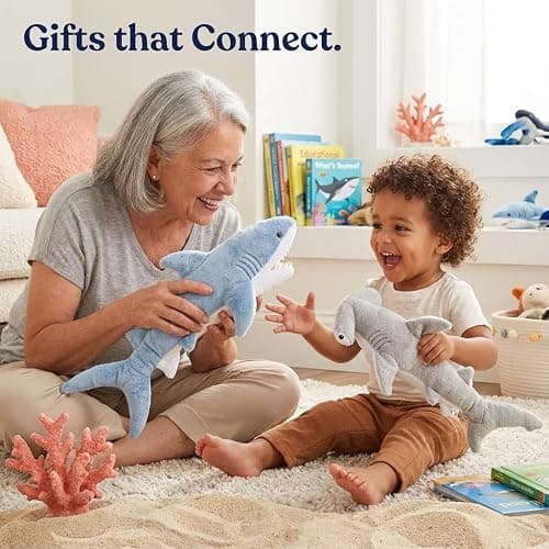 Bedwina Stuffed Animal Sharks - Pack of 2 Large, 14 inch Mako & 13 inch Hammerhead Plush Shark Toys, Stuff Animals Toy, for Baby Toddlers & Kids thumbnail 2
