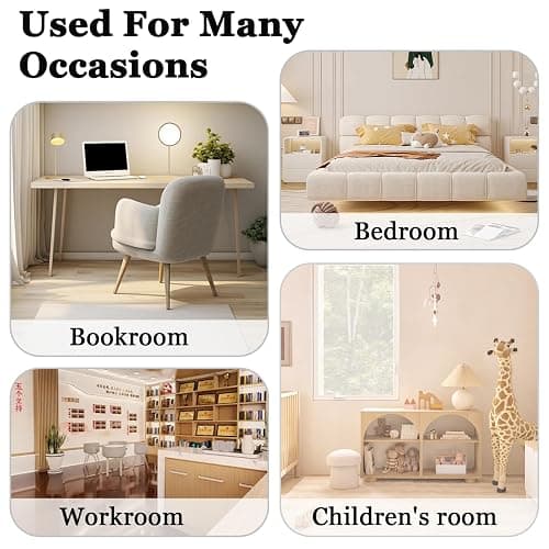 Thctvous Beige Vantiy Desk Chair Comfy, Sherpa Makeup Vanty Chair with Back and Rolling Wheels for Bedroom Home Office,Adjustable High Gold Feet,Artificial Rabbit Hair (Beige) thumbnail 7