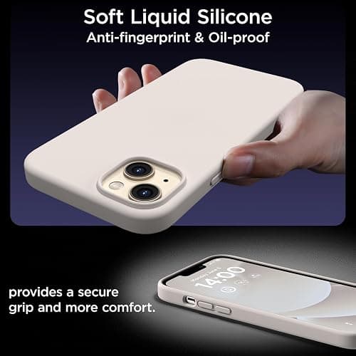 COFFKER Designed for iPhone 14 Plus Case Silicone, with 2X Screen Protectors, Full Body Shockproof Protective Cover, Liquid Silicone Slim Thin Phone Case for iPhone 14 Plus 6.7", Stone thumbnail 8