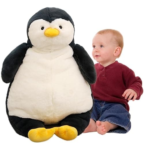 ARELUX 22in Large Penguin Plush Stuffed Animal Hugging Pillow:Soft Giant Sleeping Body Warm Fluffy Pillow Adorable Chubby Plushie Toy Creative Dormitory thumbnail 4