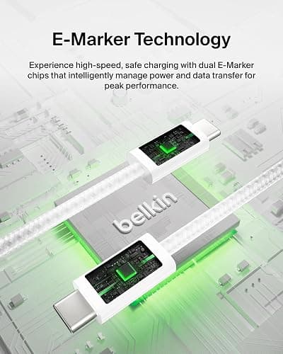 Belkin USB C to USB C Cable, 6.6ft, 240W - Type C Charger, iPhone Charger Cord, Soft, Braided, Flexible for iPhone 17, Galaxy S25, Pixel 10, MacBook, Chromebook, iPad Pro, Switch Steam Deck – White thumbnail 5