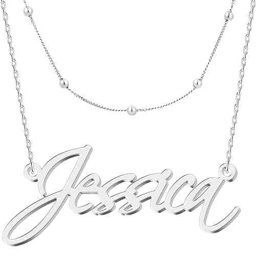 UMAGICBOX Custom Name Necklace - 925 Sterling Silver & 316 Stainless Steel, 14 Fonts & Multi-Language Options, 4 Colors, 5 Chain Styles, Personalized Gift with Premium Box - Image 1