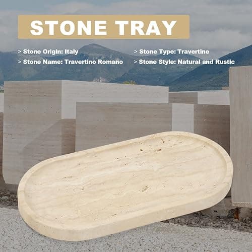 Koville Italian Travertine Tray, 12"x6" Vanity Decorative Marble Tray for Countertop, Catchall Tray for Perfume, Candles, Jewelry Dish Tray thumbnail 6