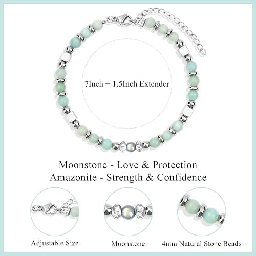 𝗚𝗶𝗳𝘁𝘀 𝗳𝗼𝗿 𝗪𝗼𝗺𝗲𝗻 𝗠𝗼𝗼𝗻𝘀𝘁𝗼𝗻𝗲 𝗕𝗿𝗮𝗰𝗲𝗹𝗲𝘁 Amazonite Colorful Imperial Jasper Stainless Steel Beads Bracelets, Graduation Mothers Day Christmas Birthday Gifts for Her Women thumbnail 5