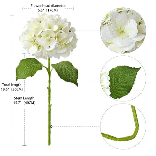 ZYTUYO 4PCS Silk White Hydrangea Artificial Flowers for Home Decor | 19.6 Inch Faux Hydrangea, Latex Petals, with Long Stems, Wedding Party Garden Arrangement, Table Centerpiece, DIY Bouquet thumbnail 5