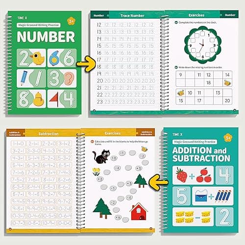 TIME X Magic Grooved Writing Practice Books, Reusable Handwriting Practice Books, Groove Workbooks, Handwriting Practice for Kids 3 +, Large Writing Practice Books (Practice 6-Books) thumbnail 5