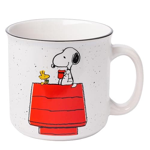 Silver Buffalo Peanuts Snoopy and Woodstock Get Cozy Ceramic Camper Mug, 20 Ounces - Image 1