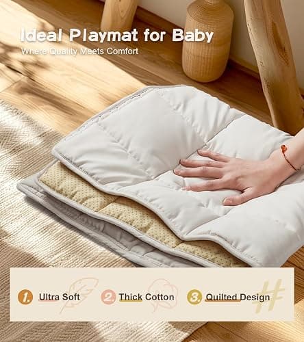 Baby Play Gym with Mat, Wooden Play Gym with 9 Sensory Toys, Baby Activity Center‌ for ‌Infant Motor Development‌, Natural Pine Wood, ‌Easy to Assemble & Clean‌, Montessori Toys, Natural Color thumbnail 3