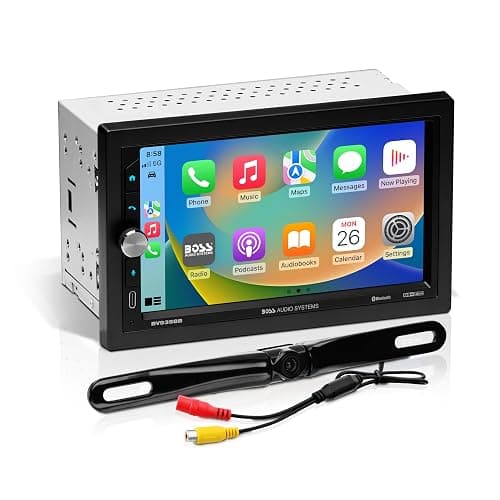 BOSS Audio Systems BVB9358RC Car Stereo – Wireless CarPlay Android Auto, Double Din, 7 Inch Touchscreen, Bluetooth, NO CD DVD Player, AM/FM Radio Receiver, Backup Camera, A/V Input, USB - Image 1