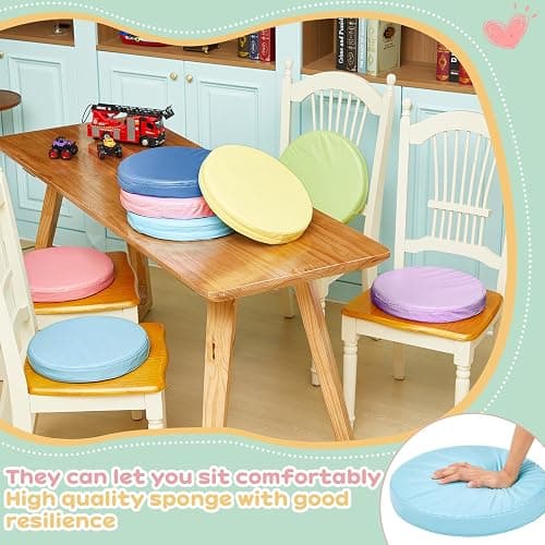 Juexica 8 Pcs Extra Thick Flexible Seating Floor Cushions Assorted Colored Floor Pillow Classroom Seat Cushions Soft Classroom Seating for Kids Learning Daycare School Chair(Macaron Color) - Macaron Color thumbnail 7