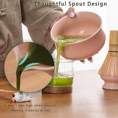 Ochcahser Matcha Set, Pink Ceramic Matcha Kit Includes Matcha Bowl, Matcha Whisk Holder (Chasen), Bamboo Matcha Whisk, Bamboo Scoop and Scoop Stand, Japanese Tea Set for Women thumbnail 5