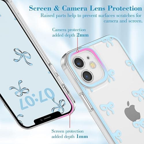 EYZUTAK Case for iPhone 11, Clear Cute Ribbon Bowknot Pattern Aesthetic Transparent Phone Case Raised Camera Protection Stylish Slim Soft Durable TPU Protective Cover for Women Girls - Blue thumbnail 2